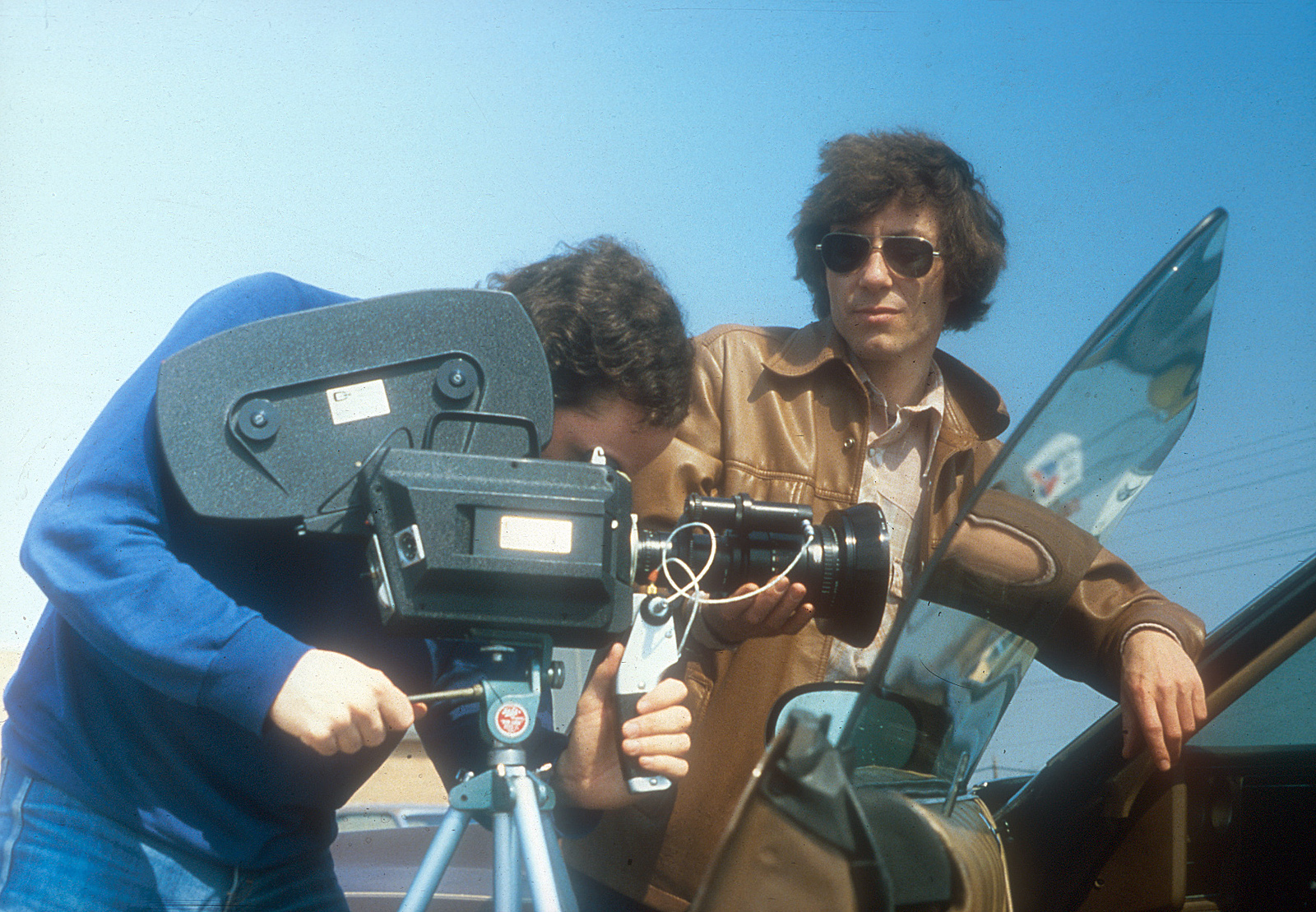 Don with director of photography Richard Geiwitz on the set of "Fiend" in 1980.
